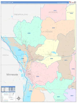 La Crosse County, WI ColorCast style ZIP Code wall map