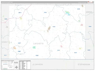Lafayette County, WI Classic style ZIP Code wall map
