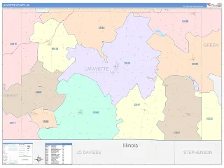 Lafayette County, WI ColorCast style ZIP Code wall map