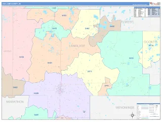 Langlade County, WI ColorCast style ZIP Code wall map