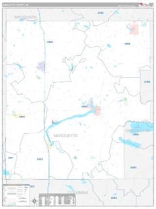 Marquette County, WI Classic style ZIP Code wall map