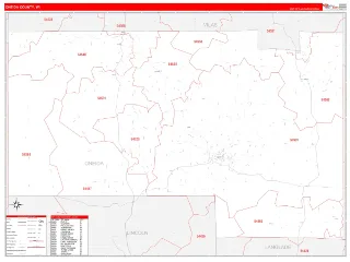 Oneida County, WI RedLine style ZIP Code wall map