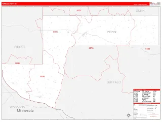 Pepin County, WI RedLine style ZIP Code wall map