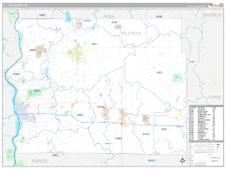 St. Croix County, WI Classic style ZIP Code wall map