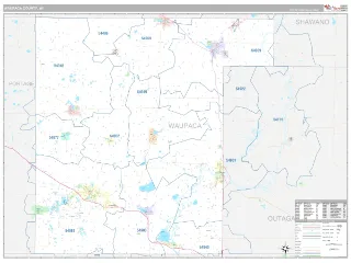 Waupaca County, WI Classic style ZIP Code wall map