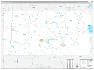 Waushara County, WI Classic style ZIP Code wall map