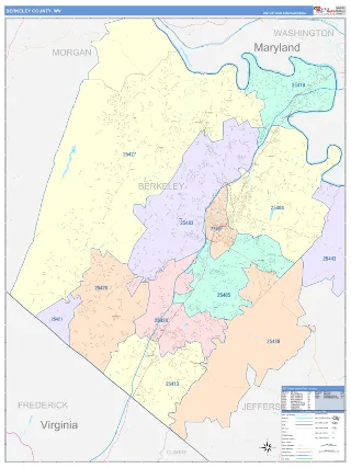 Berkeley County, WV ColorCast style ZIP Code wall map