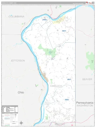 Hancock County, WV Classic style ZIP Code wall map