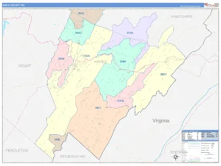 Hardy County, WV ColorCast style ZIP Code wall map