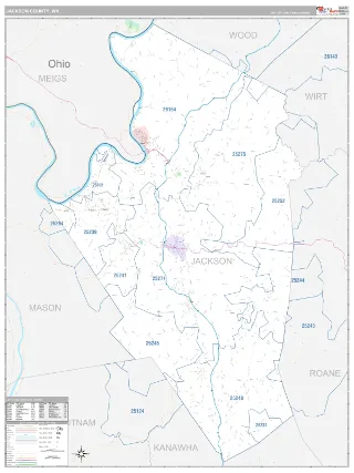 Jackson County, WV Classic style ZIP Code wall map