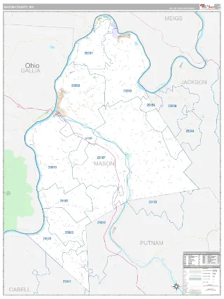 Mason County, WV Classic style ZIP Code wall map
