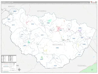 McDowell County, WV Classic style ZIP Code wall map