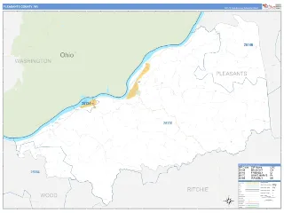 Pleasants County, WV Business Reference style ZIP Code wall map