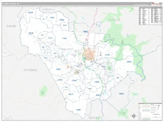 Raleigh County, WV Classic style ZIP Code wall map