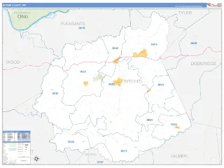 Ritchie County, WV Business Reference style ZIP Code wall map