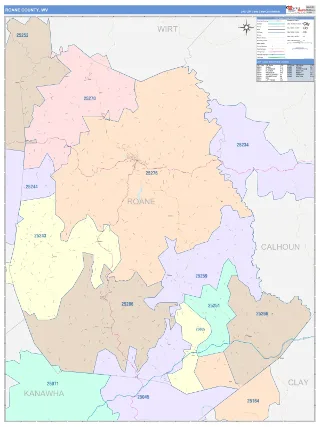 Roane County, WV ColorCast style ZIP Code wall map