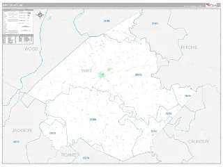 Wirt County, WV Classic style ZIP Code wall map