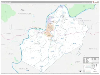 Wood County, WV Classic style ZIP Code wall map