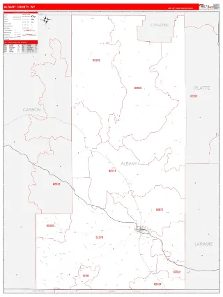 Albany County, WY RedLine style ZIP Code wall map