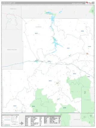 Carbon County, WY Classic style ZIP Code wall map