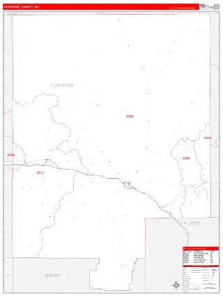 Converse County, WY RedLine style ZIP Code wall map