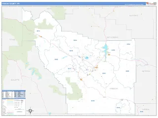 Fremont County, WY Business Reference style ZIP Code wall map