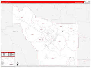 Fremont County, WY RedLine style ZIP Code wall map