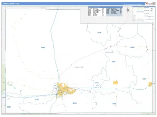 Laramie County, WY Business Reference style ZIP Code wall map