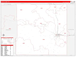 Natrona County, WY RedLine style ZIP Code wall map