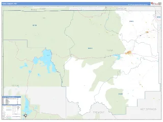 Park County, WY Business Reference style ZIP Code wall map