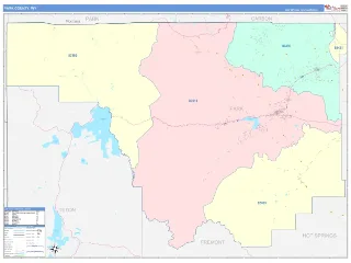 Park County, WY ColorCast style ZIP Code wall map