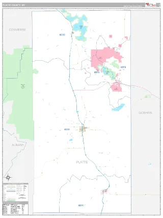 Platte County, WY Classic style ZIP Code wall map