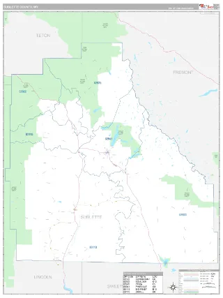Sublette County, WY Classic style ZIP Code wall map