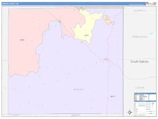 Weston County, WY ColorCast style ZIP Code wall map
