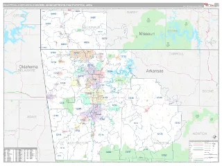 Fayetteville-Springdale-Rogers Metro Area Classic style ZIP Code wall map