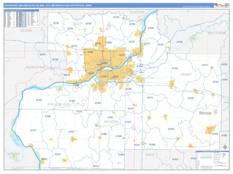 Davenport-Moline-Rock Island metro area map