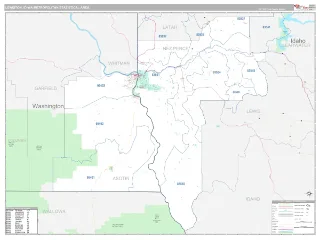 Lewiston Metro Area Classic style ZIP Code wall map