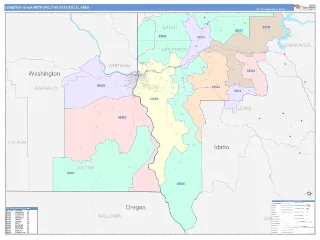 Lewiston Metro Area ColorCast style ZIP Code wall map