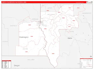 Lewiston Metro Area RedLine style ZIP Code wall map