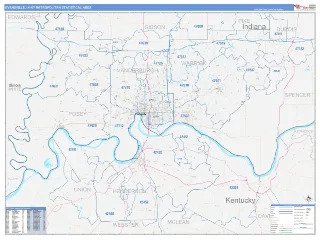 Evansville-Henderson Metro Area ColorCast style ZIP Code wall map