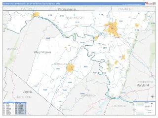 Hagerstown-Martinsburg Metro Area Business Reference style ZIP Code wall map