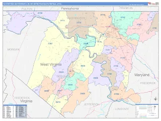 Hagerstown-Martinsburg Metro Area ColorCast style ZIP Code wall map