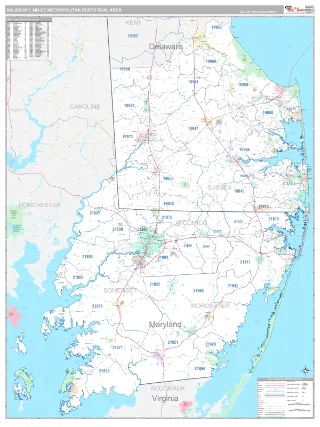 Salisbury Metro Area Classic style ZIP Code wall map