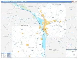 La Crosse-Onalaska Metro Area Business Reference style ZIP Code wall map