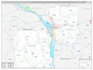 La Crosse-Onalaska Metro Area Classic style ZIP Code wall map