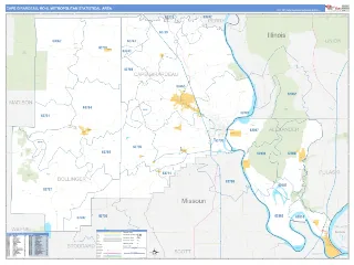 Cape Girardeau Metro Area Business Reference style ZIP Code wall map