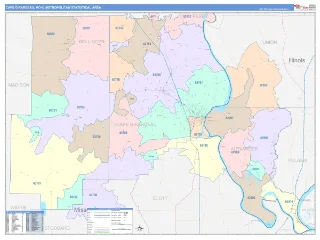 Cape Girardeau Metro Area ColorCast style ZIP Code wall map