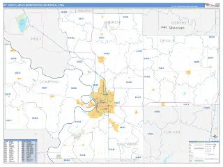 St. Joseph Metro Area Business Reference style ZIP Code wall map