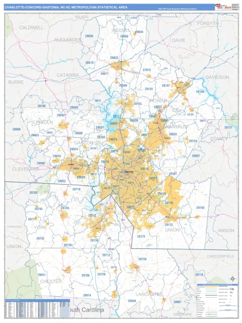 Charlotte-Concord-Gastonia metro area map