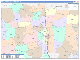 Fargo Metro Area ColorCast style ZIP Code wall map